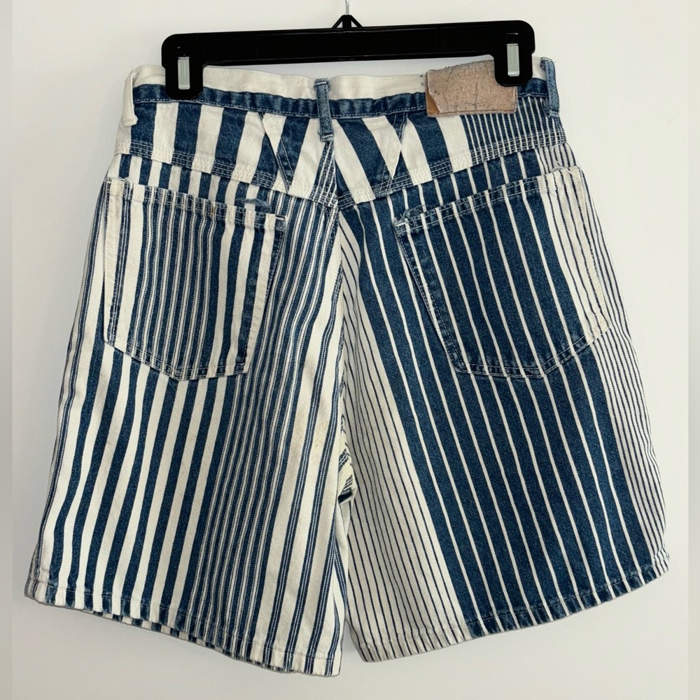 Vintage Marithe Francois Girbaud Blue and White Striped Jean Shorts - Picture 5 of 5